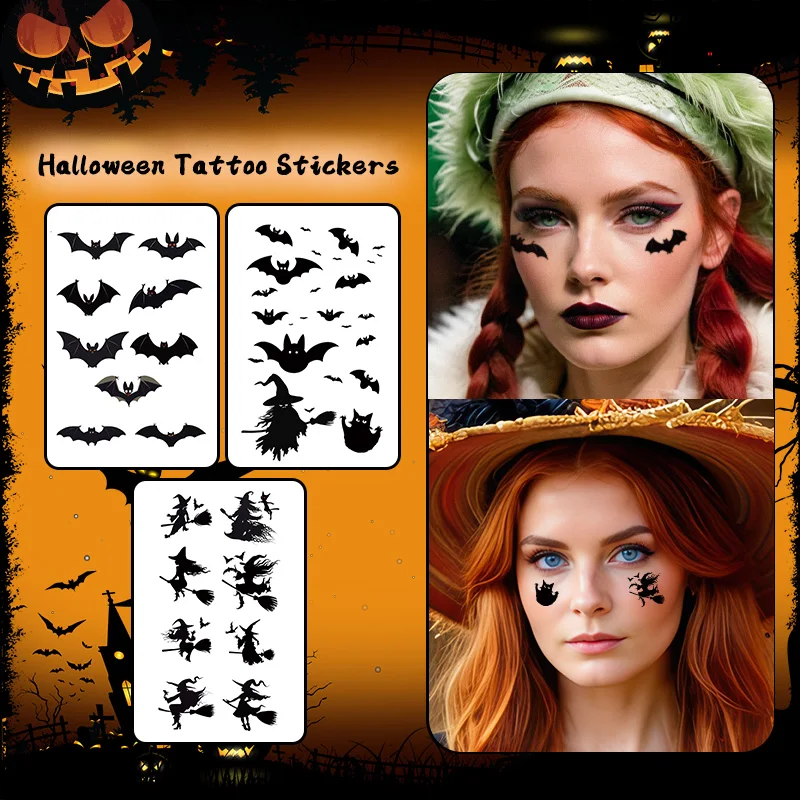 Halloween Horror Makeup, Temporary Tattoo Stickers, Long-lasting and Waterproof, Parties and Halloween Role-playing, Photo Props