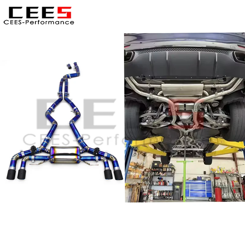 

cees 2019-2024 Blue Catback Exhaust for BMW M340i M440i G22 3.0T Valvetronic Valve Exhaust System Sport Sound Muffler Pipe