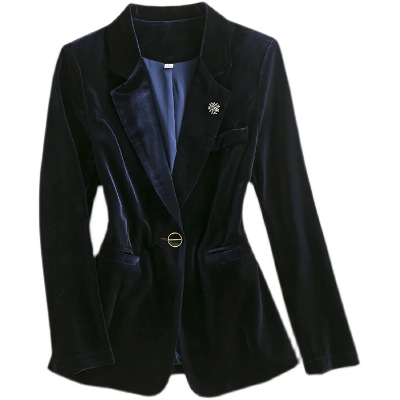 سترة بدلة مخملية حمراء للنساء للربيع والخريف ملابس عمل راقية لربيع 2025 بدلة علوية