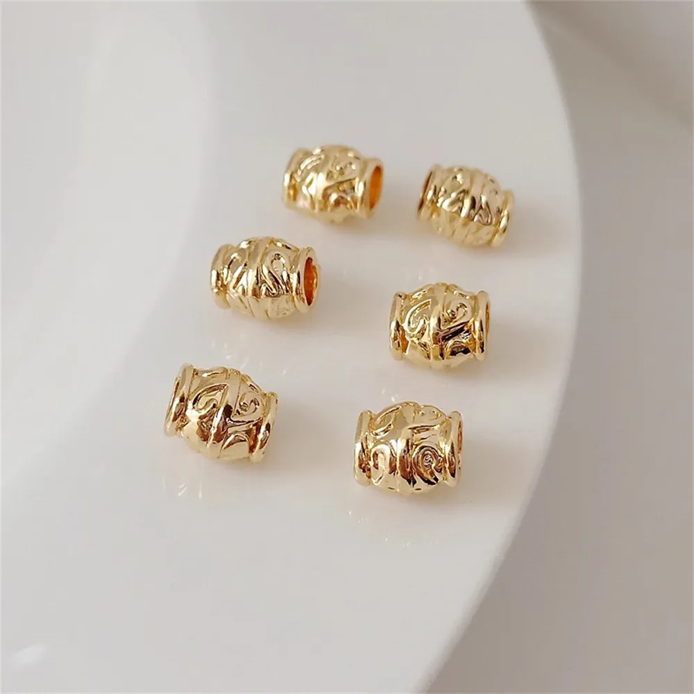 

14K Gold-plated Large-hole Bucket Beads, Stringing Beads, Loose Beads and Spacer Beads, Handmade DIY Jewelry Accessory Materials