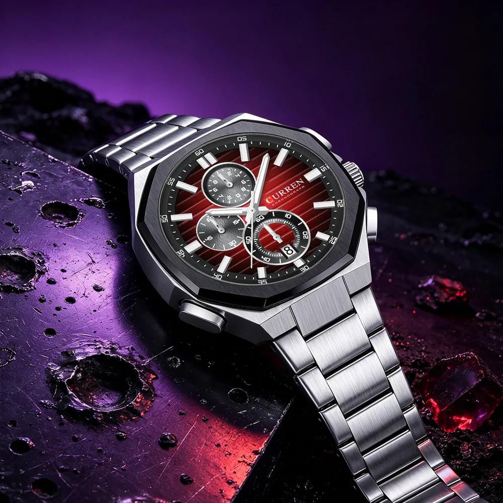 CURREN Men Watch Top Luxury Business Quartz Wristwatch Stainless Steel Sport Chronograph Male Clock Fashion Gift for Gentlemen