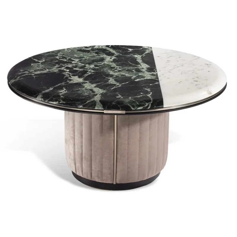 

Marble coffee table round size combination pattern two-color light luxury Pula D green