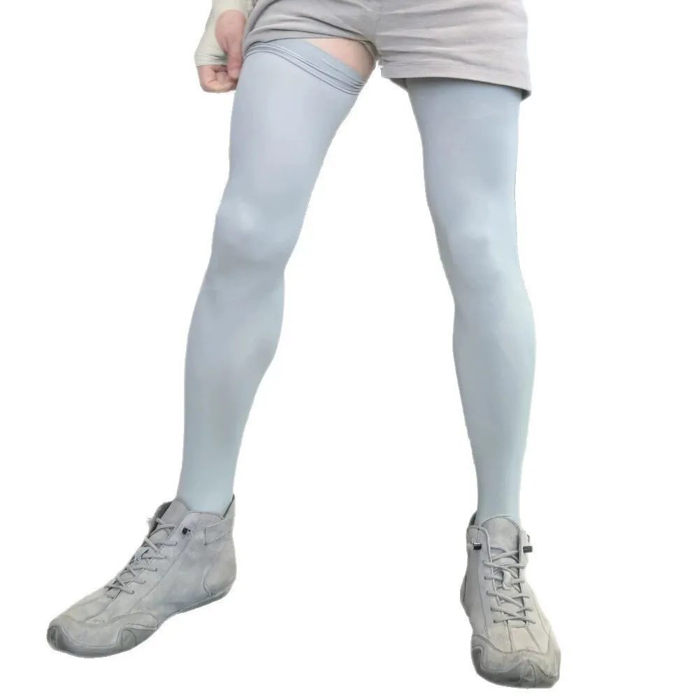 Medias sedosas sexis para dar forma a las piernas para hombre y mujer, calcetines hasta el muslo con protección solar, medias hasta el suelo con protección solar a juego Unisex