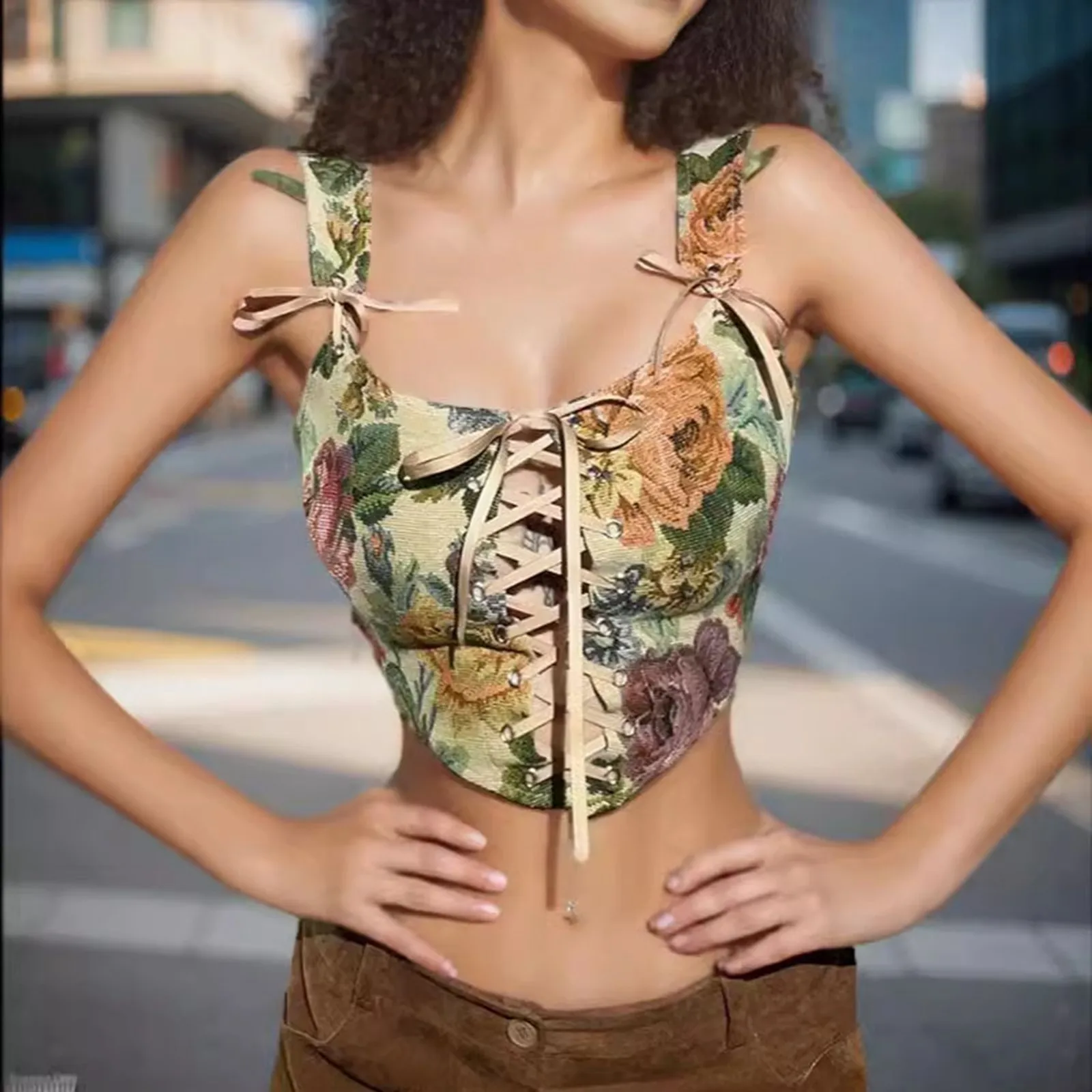 Stijlvolle Dames Zomer Streetwear Damesbeha Sexy Leeuwloos Elegant Verband Met Veters Uitgehold Slank Onregelmatig Crop Top Vrouwelijk Vest