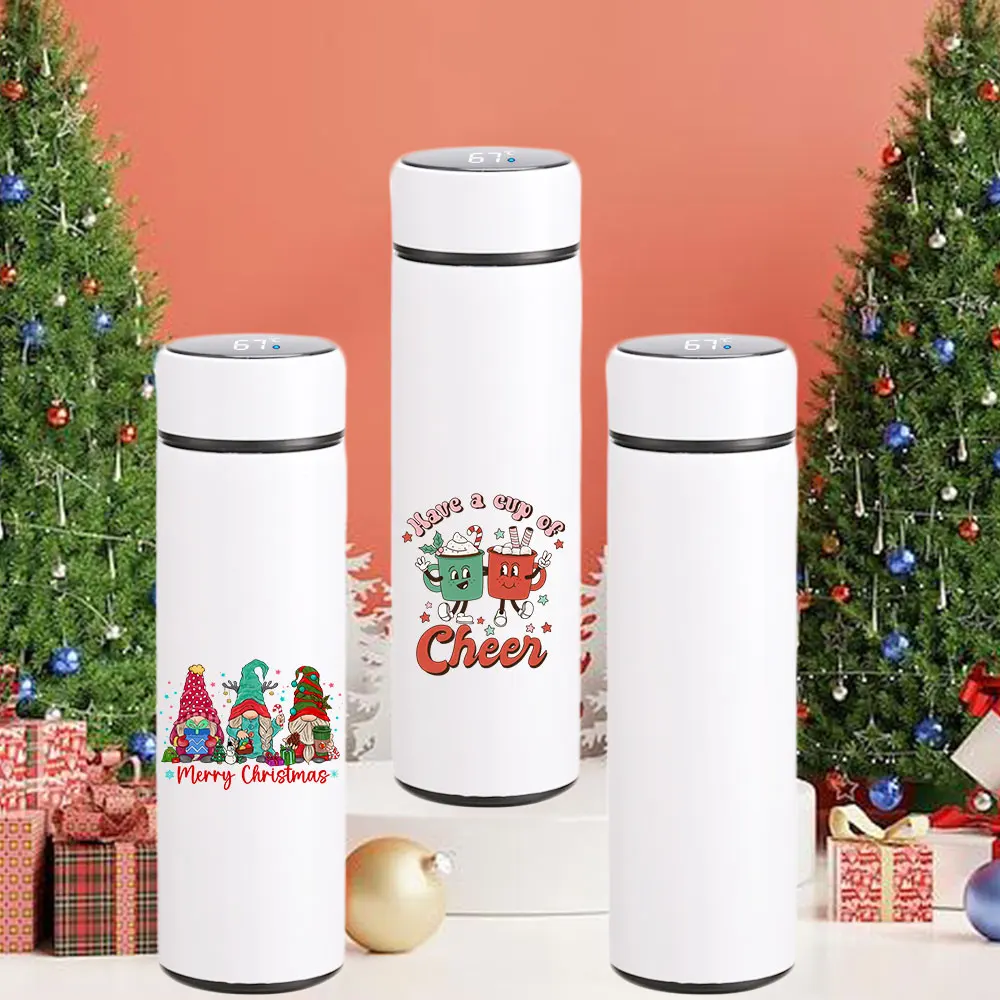 17oz Sublimation Blank Stainless Steel Straight Tumbler With Intelligent Display Large Capacity Insulated Cup As Christmas Gift