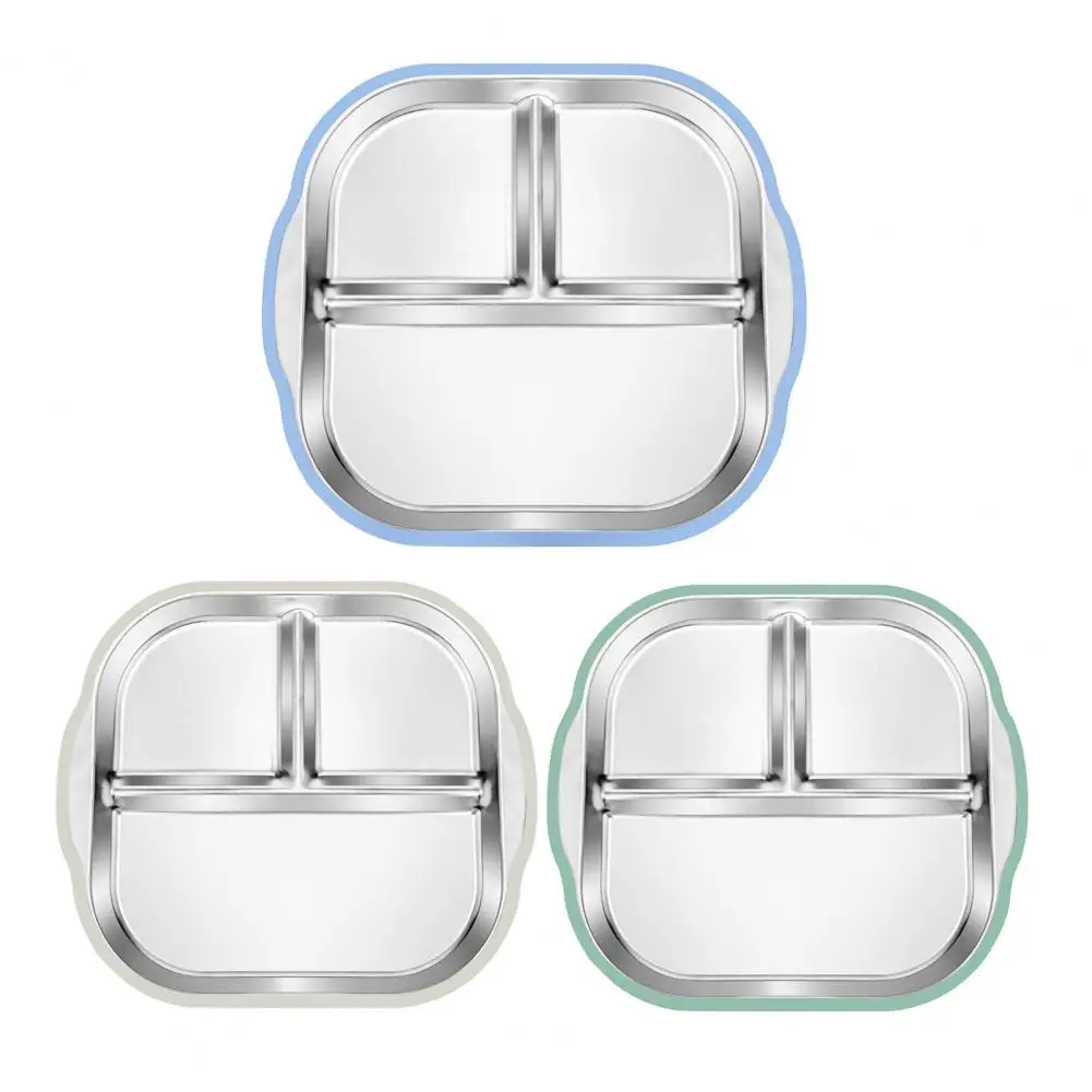 Toddler Stainless Steel Dinner Plate Shatter-proof Baby Dish Set Durable Stainless Steel Toddler Plate with Suction Base