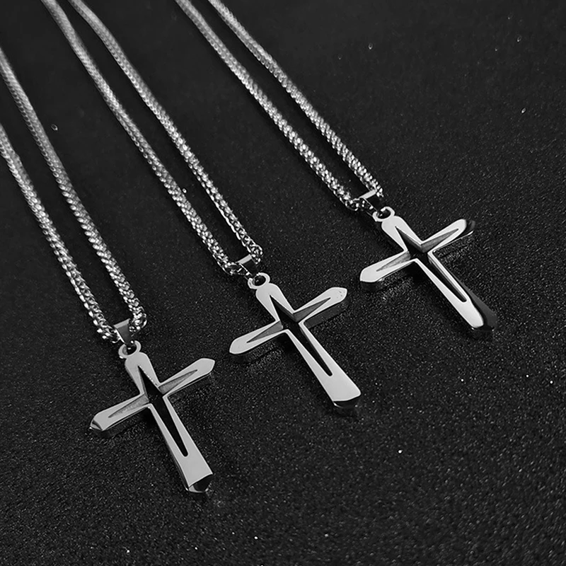 New Fashion Personality Hollow Cross Pendant Necklace For Men Women Minimalist Punk Party Jewelry Gifts