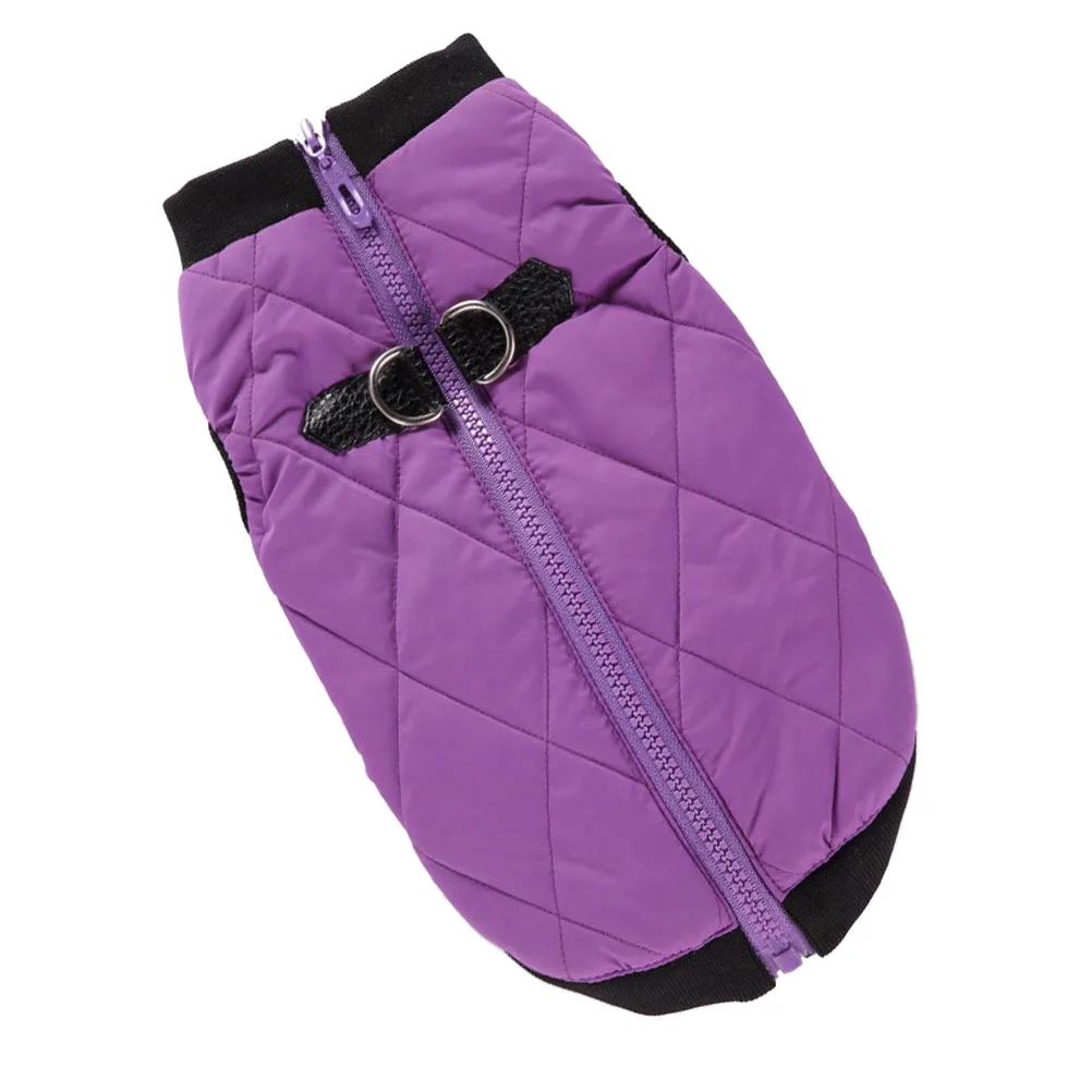 

Winter Dog Coat Clothes Cold proof Costume Purple Polyester Puppy Jacket Pet Decor Accessory Durable Practical Long lasting Wear