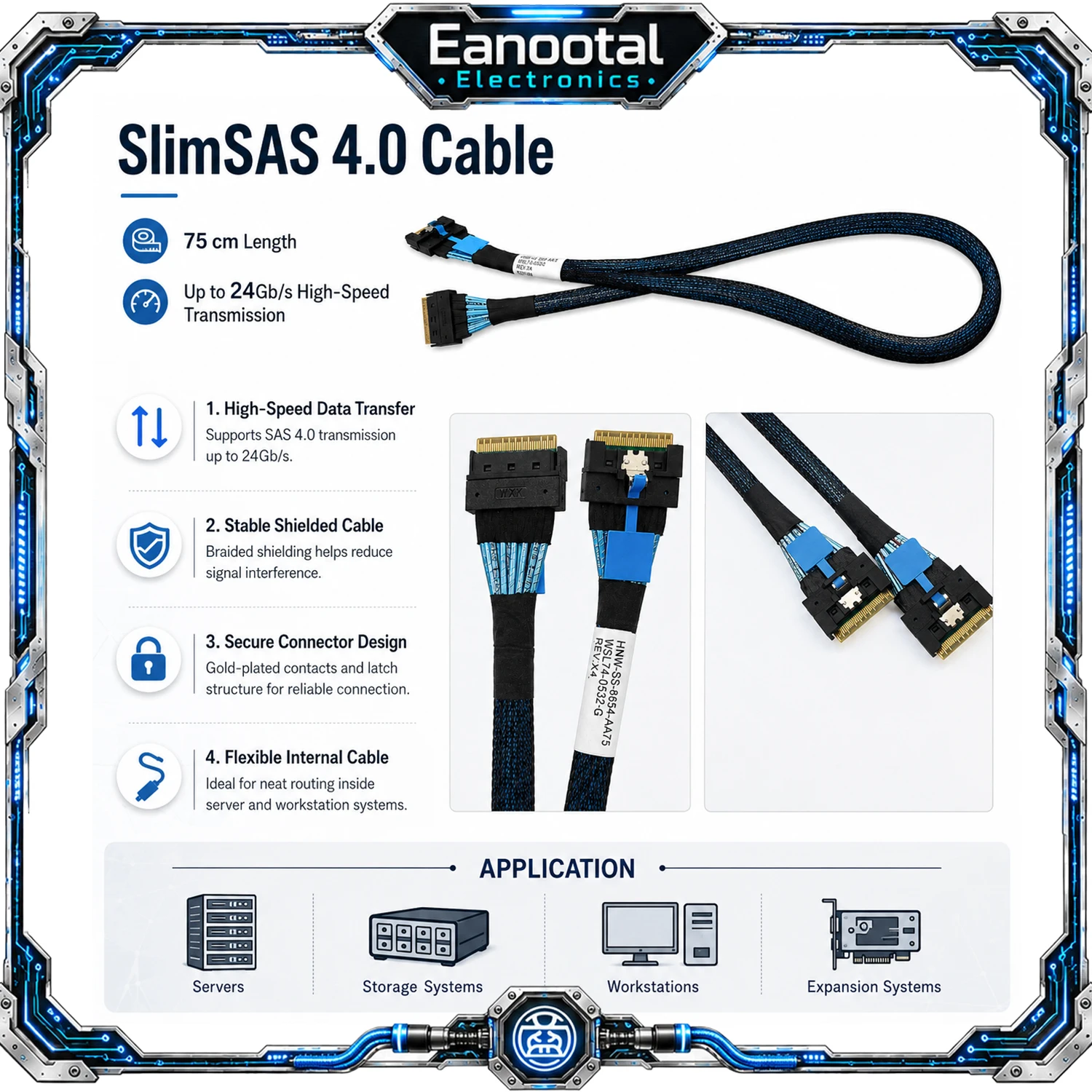 PCI Express 4.0 X16 to SlimSAS SFF-8654 Dual GPU Extension Riser Kit Bifurcation Adapter for Gaming Workstation PC