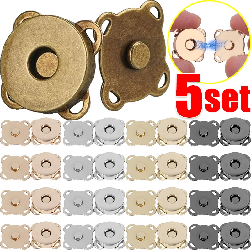 Sewing Metal Magnetic Snaps Clasps for Purse Handbags DIY Making Buttons Locks Plum Blossom Pins Clothes Craft Buttons 14/18mm