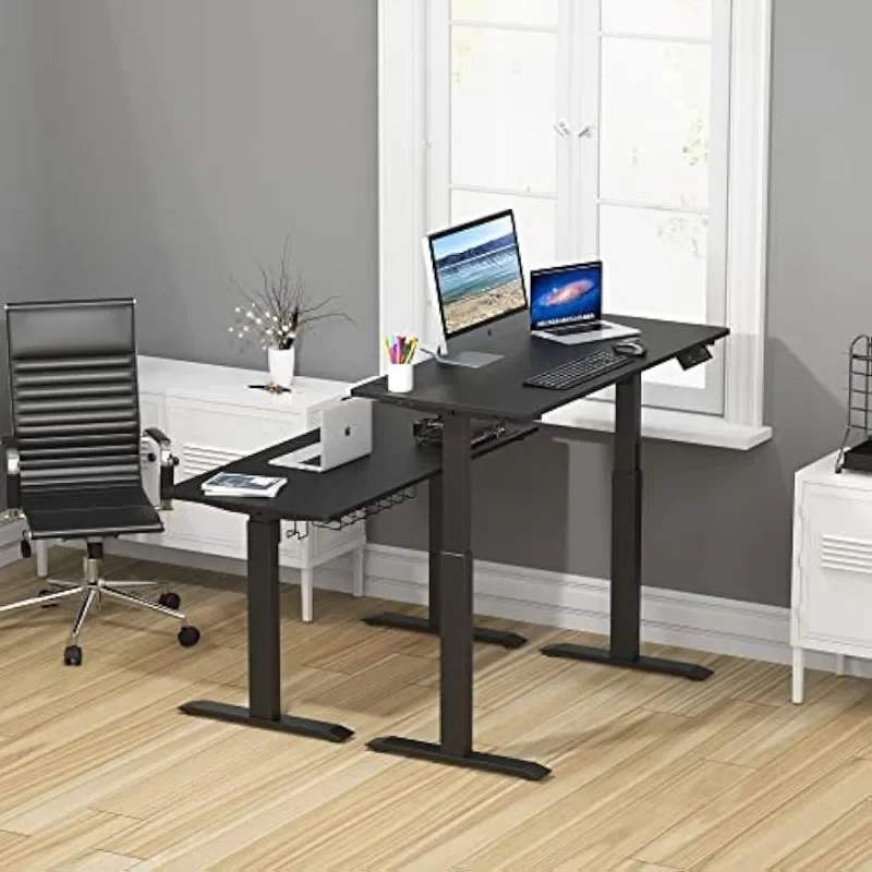 Eléctrico Altura Ajustável Standing Desk, Memory Press, Preto, 48x24 Polegadas