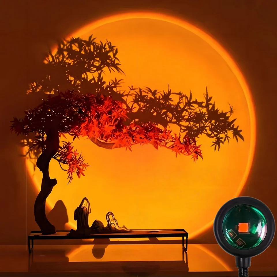 USB Sunset Sunset Ambiance Light Self Photography Light LED Rainbow Neon Night Light Projector Photography Wall Atmosphere Light