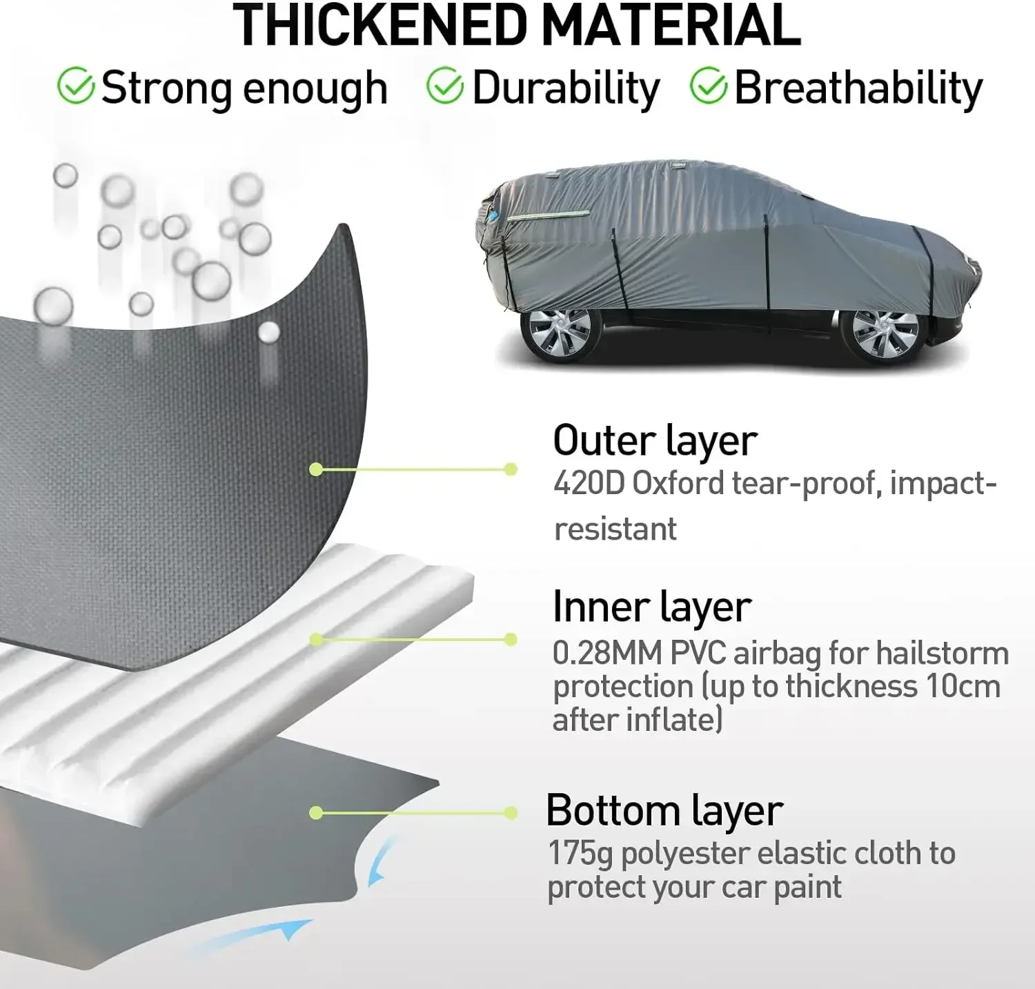 Hot sale inflatable hail car cover foldable Automotive anti hail car cover with Thickened Inflatable PVC Inner garage car cover