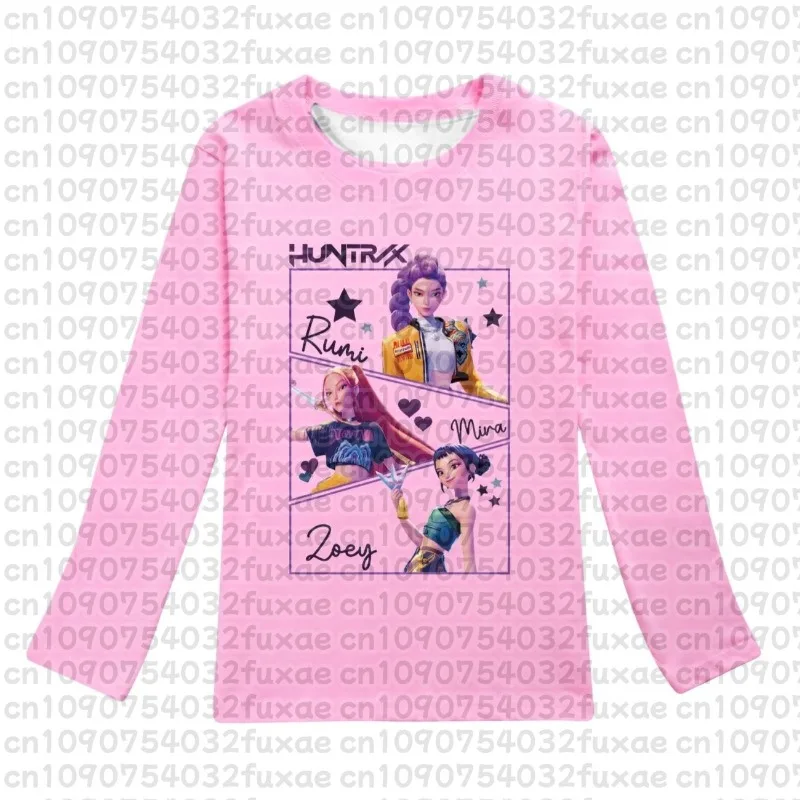 

KPop Demon Hunters Kids Huntrix Long Sleeve T-Shirt Cartoon Casual O-Neck Top for Boys And Girls Fashion Loose Youth Clothing