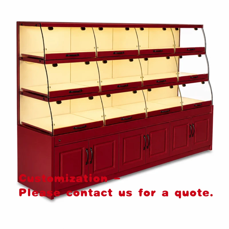 custom.Commercial Ambient Bakery Display Cabinet, Non-Refrigerated 12-Door Glass Showcase with LED Light Cake Bread Dessert
