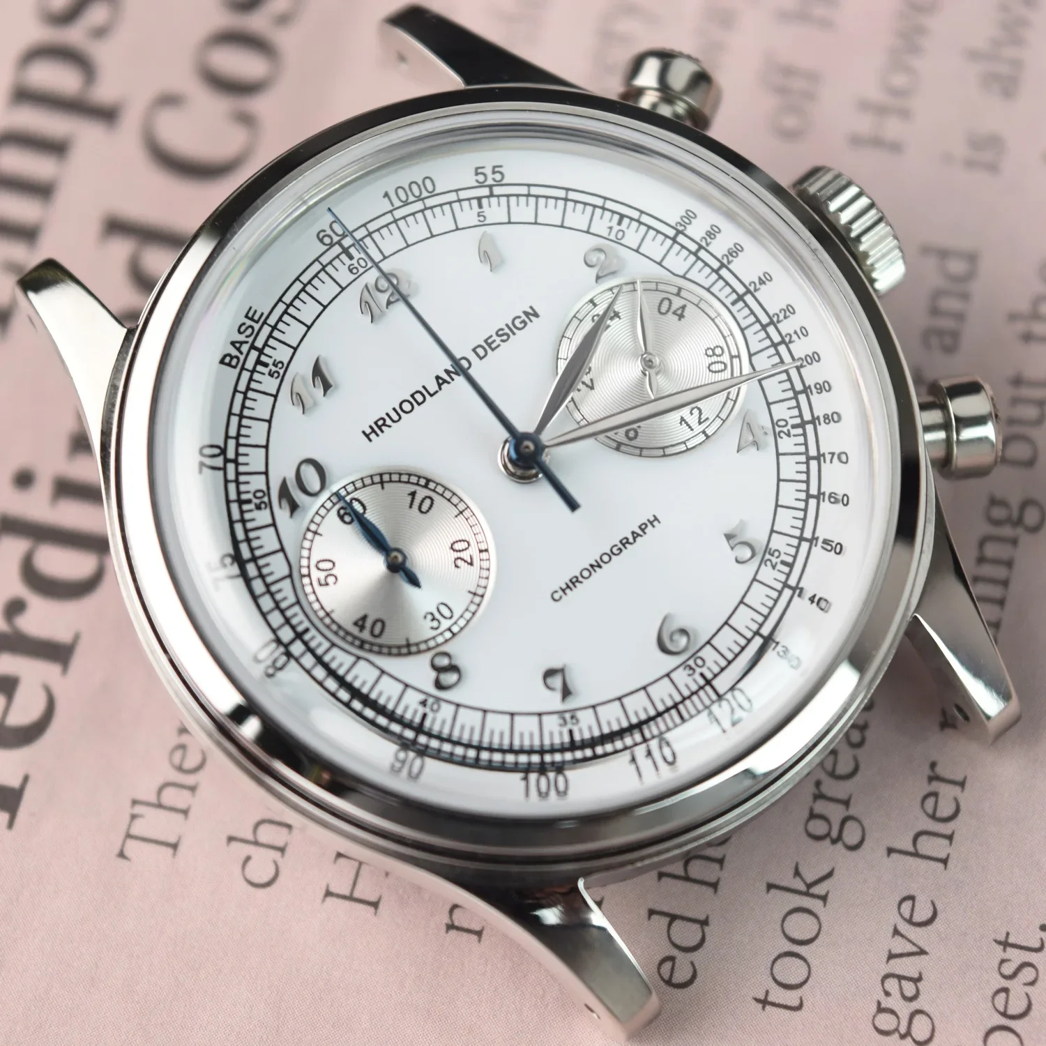 Hruodland G003 Quartz Chronograph Mens Watches VK64 Sapphire Bubble Glass Leather 316L Stainless Steel Fashion Wristwatch new