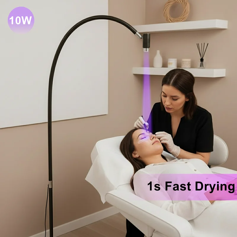 10W UV Lash Curing Light UV Eyelash Glue Touch LED Eyelash Extensions Glue Drying Lamp Adjustable Flexible UV-LED Curing Lamp