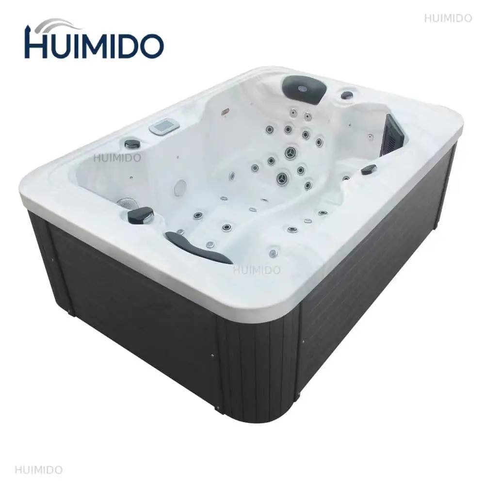 2 lounge chairs, small indoor and outdoor massage spas, acrylic spa bathtubs, jacuzzi bathtubs, couples' hot tubs