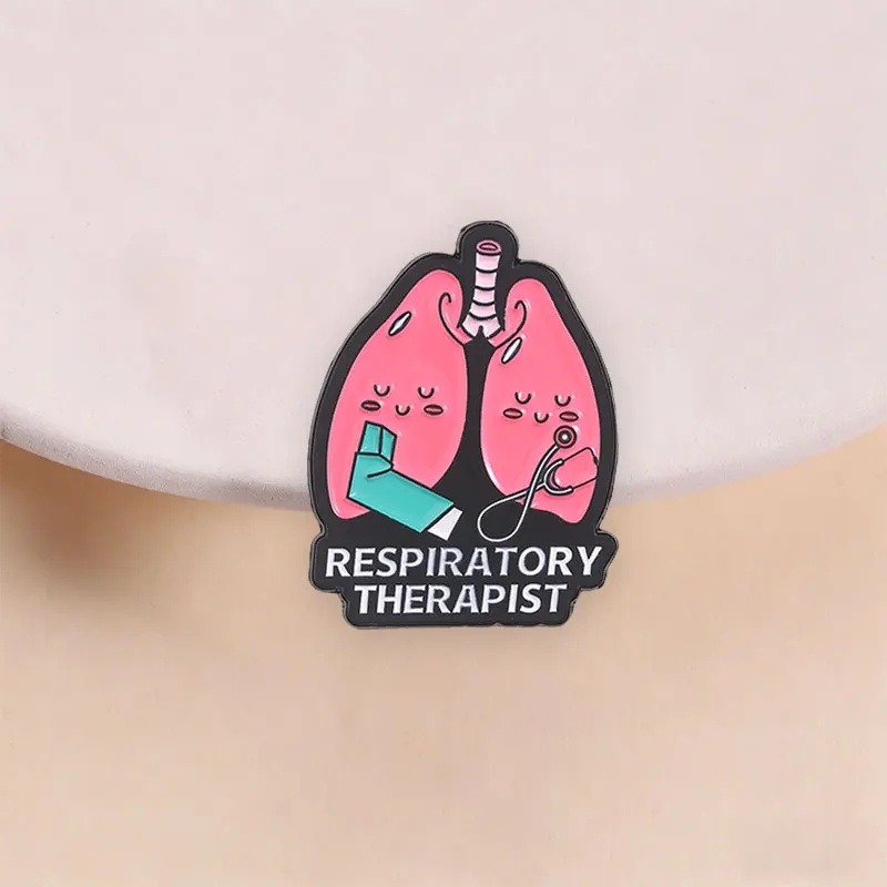 Respiratory Therapist Enamel Pin Cute Lung Brooch Cartoon Medical Organ Badge Nurse Doctor Lapel Pin for Backpack Work Bag Decor
