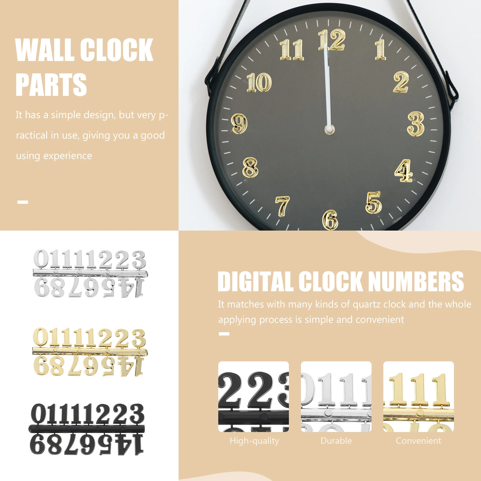 

15Sets Clock Hanging Numerals DIY Arabic Numbers Replacement Parts Wall Clock Accessories Repair Kit DIY Numerals