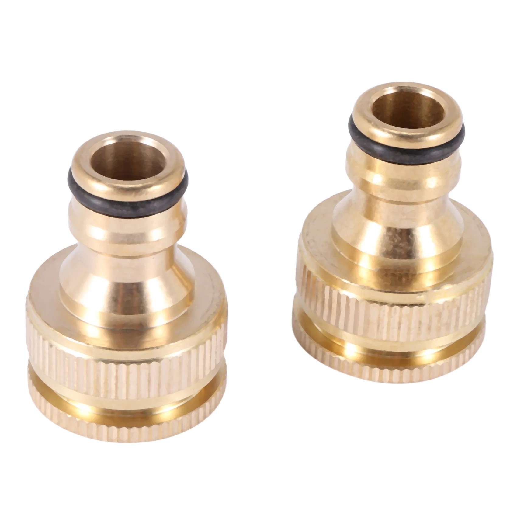 2 Pack Brass Garden Hose/Hosepipe Tap Connector 1/2 Inch and 3/4 Inch 2-in-1 Female Threaded Faucet Adapter