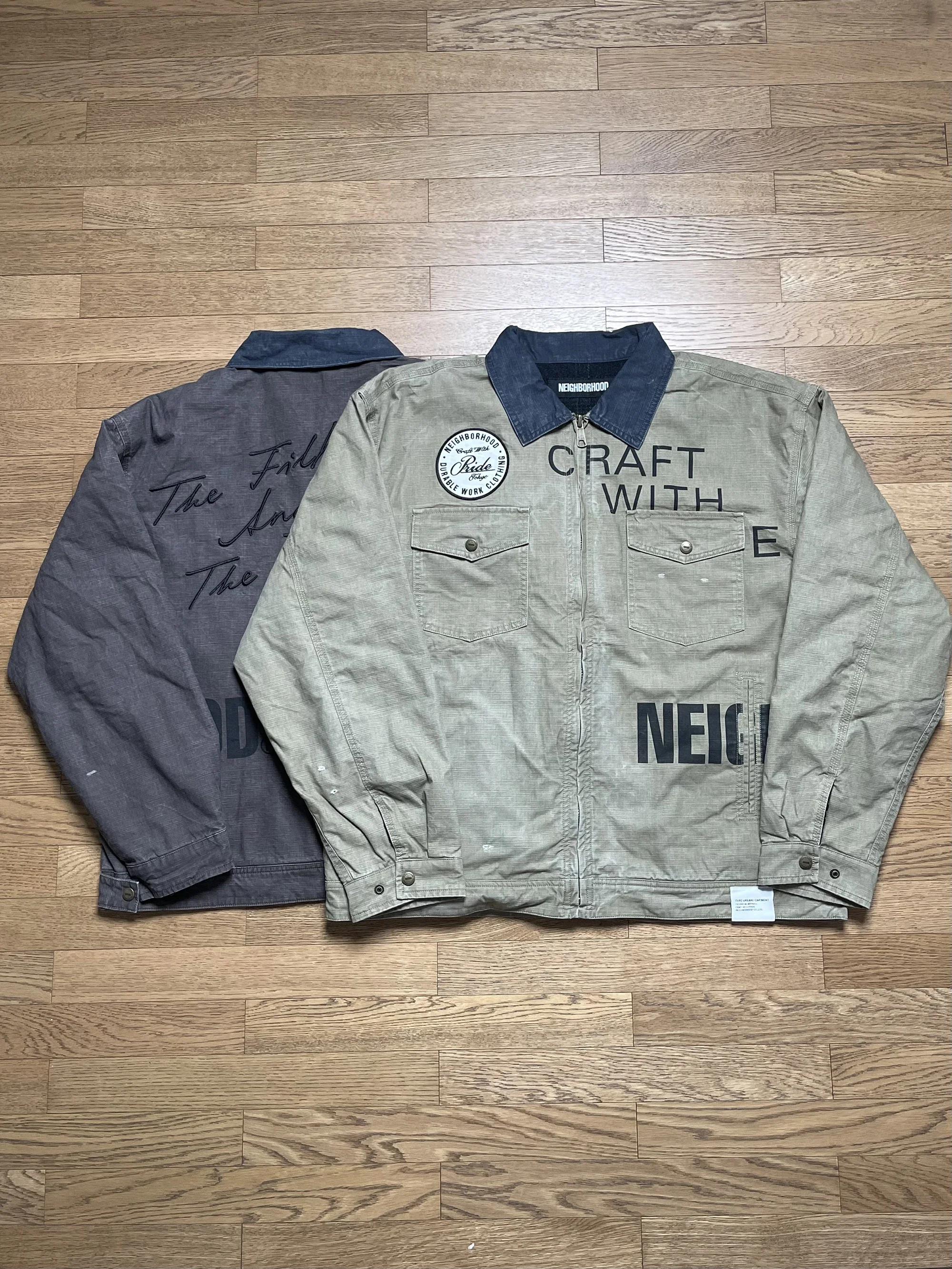 NBHD embroidered vintage four-bag zip-up tooling jacket