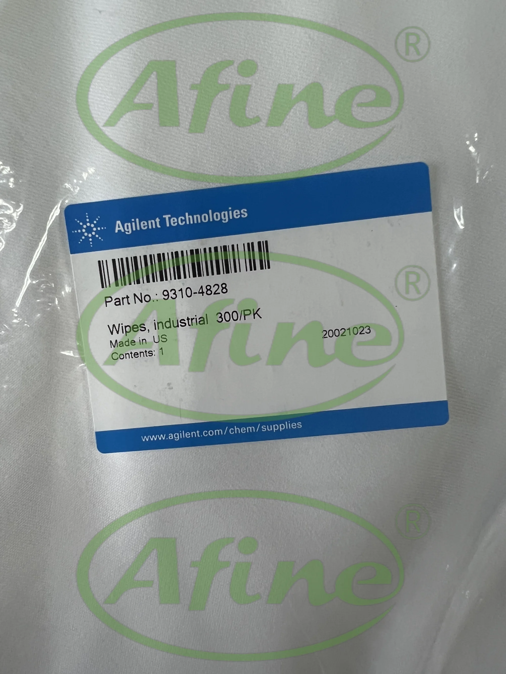 AFINE Agilent GC/MS Cleaning and Maintenance Products 9310-4828 Lint-free cloth, 23 x 23 cm, 100% cotton, 300/pkg