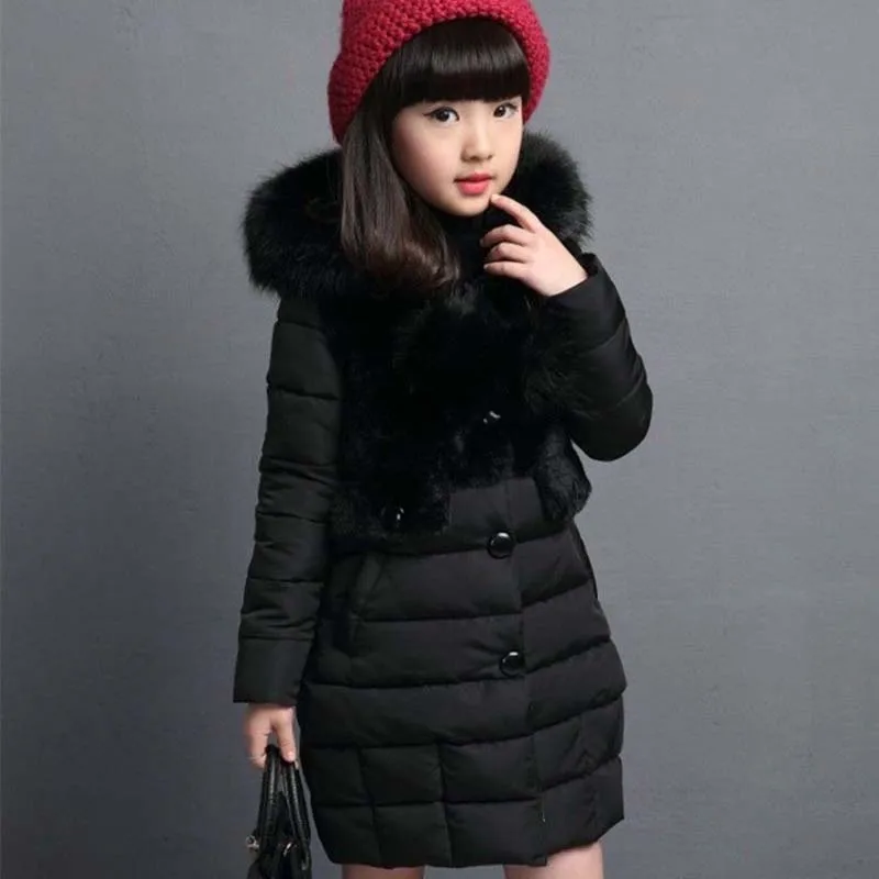 Girls Winter  Jacket Kid Coats New Korean Fashion Length Padded Outerwear Child Thick Baby Clothes 2 To 8 Years Play In The Park