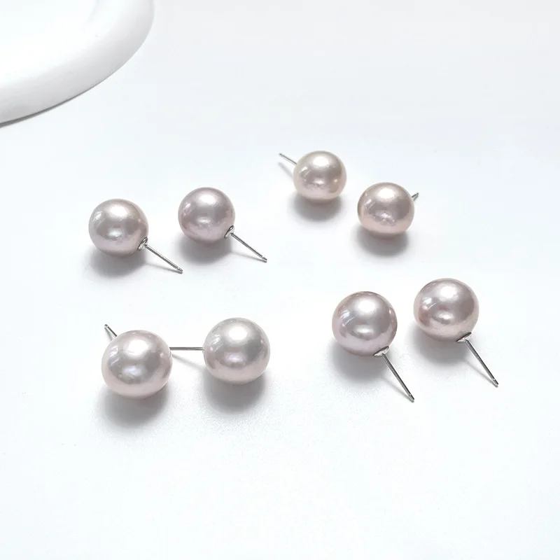 

Freshwater Pearl Women S925 Sterling Silver Jewelry Ear Piercing Earrings Round Strong Luster