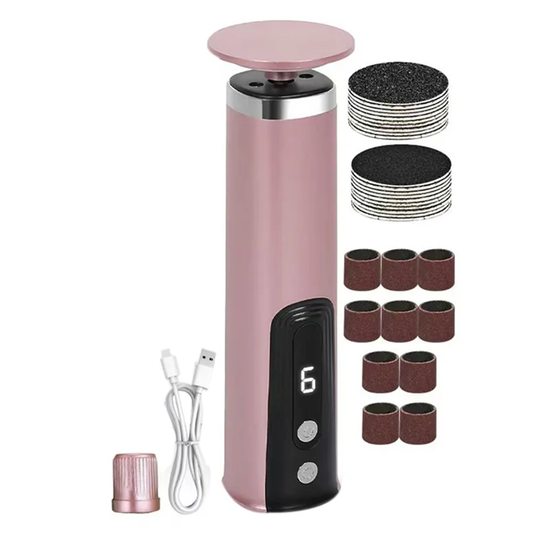 AT28-أداة باديكير كهربائية مزيل مسامير القدم ملف العناية بالقدم لطاحونة الكعب مع ورق الصنفرة