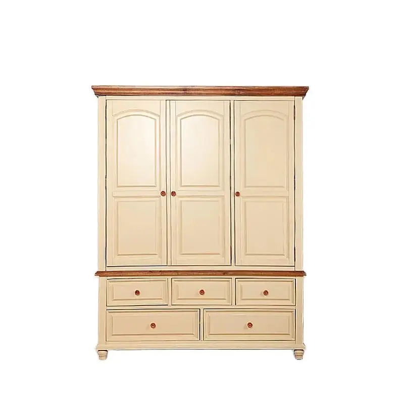 American Mediterranean residence bedroom furniture integral solid wood wardrobe European 3-door simple children's wardrobe