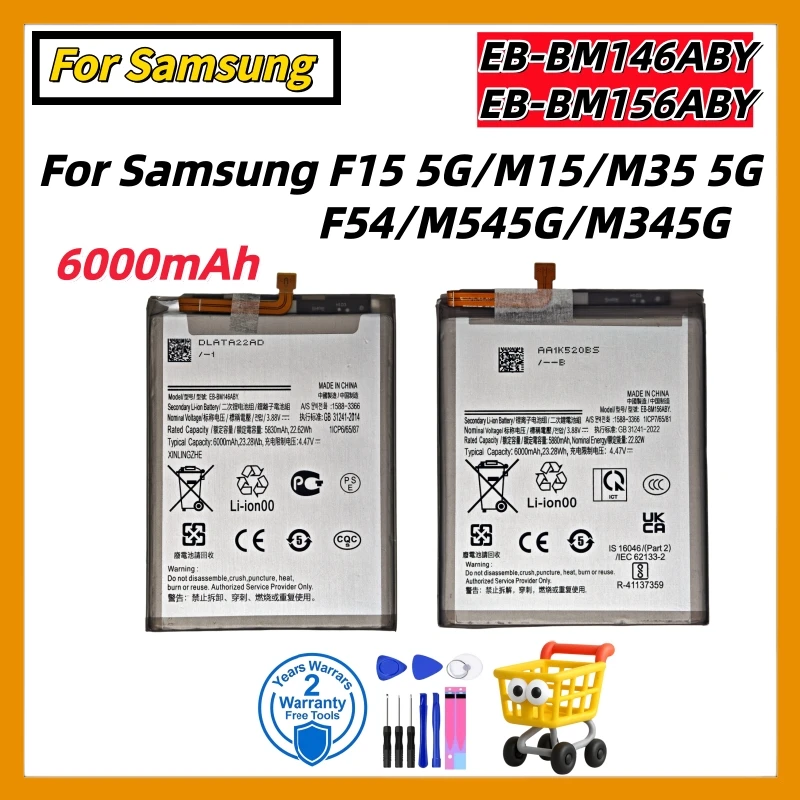 

Brand New EB-BM146ABY EB-BM156ABY Battery For Samsung Galaxy F15 5G/M15/M35 5G F54/M54 5G/M34 5G Mobile phone Batteries +Tools