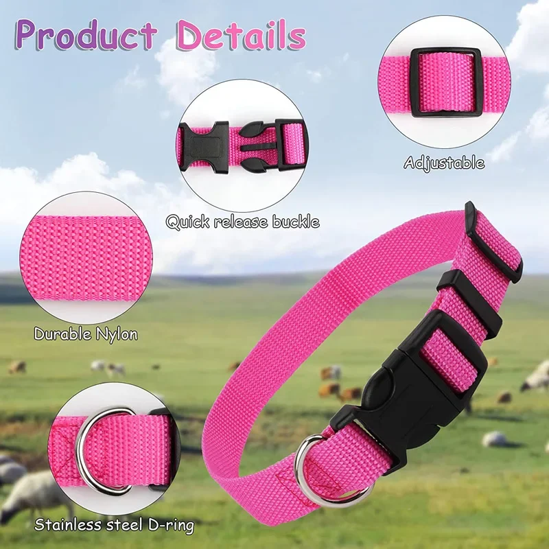 Adjustable Goat Collars with Bells Dog Collar Pet Leash Nylon Rope Sheep Grazing Copper Bell Farm Animal Accessories