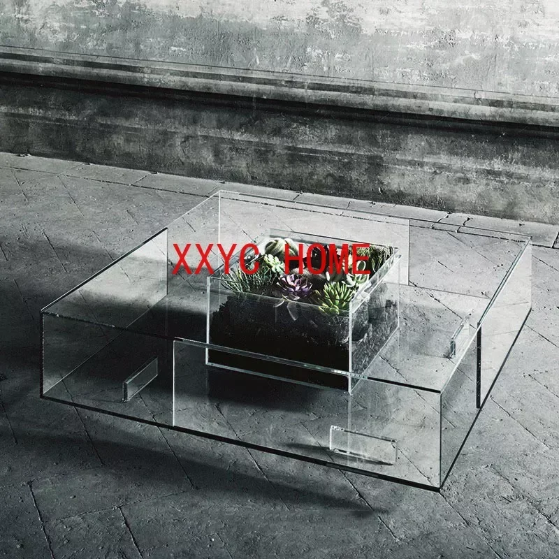 

Modern Acrylic Transparent Side Table Glass Design Coffee Tables Decoration Living Room Mobili Per La Casa Entrance Furniture