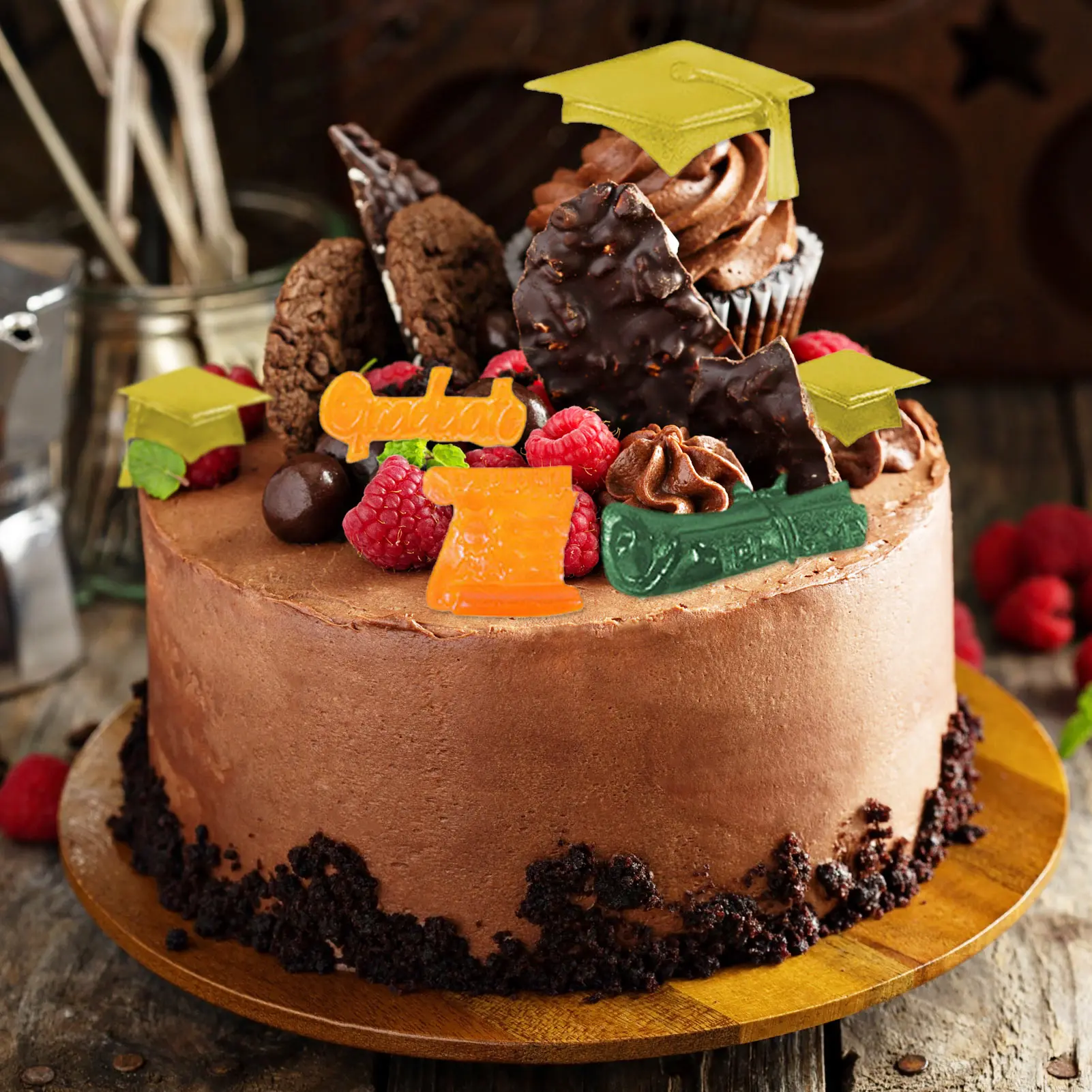 Shiny Hat Mold Silicone Molds DIY PhD Graduation Hat Resin Epoxy Kitchen 3D Chocolate Candy Mould