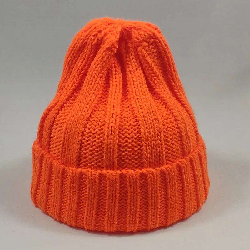 Bright Color Streetwear Hip Hop Winter Hat Knit Cap for Women Men Neon Green Neon Orange Hot Pink Yellow