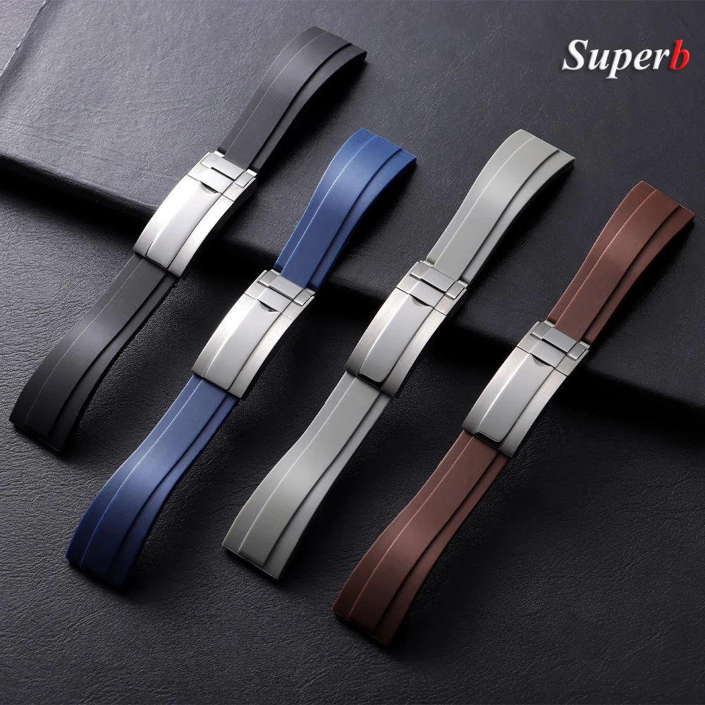 20 مللي متر حزام مطاط عالي الجودة لرولكس يخت دايتونا الغواصة أسود أخضر المياه شبح سوار حزام (استيك) ساعة اكسسوارات #2