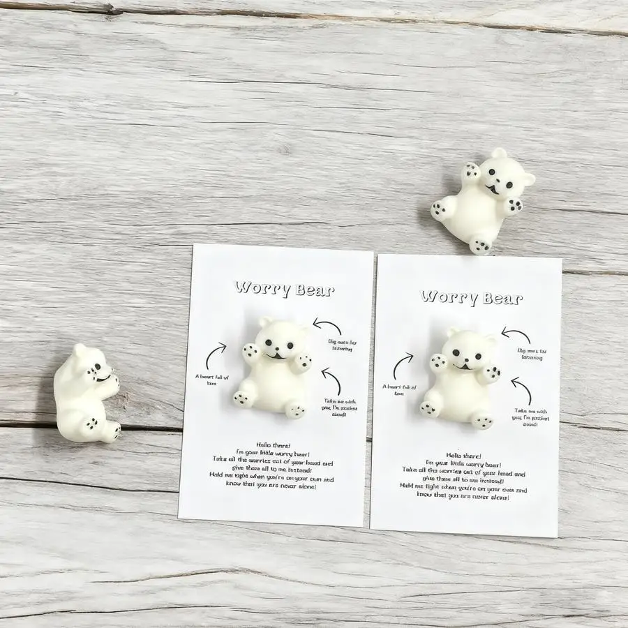 1/5/10/20/50/100 قطعة بطاقة الدب اللطيفة الصغيرة الخنفساء القلق ، عناق الجيب ، هدية الدعم ، هدية الصديق ، التفكير عنك عناق هدية ، عناق توك