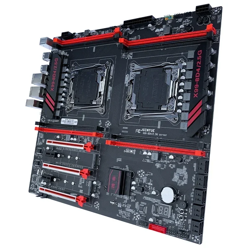 

JGINYUE X99 dual CPU motherboard LGA 2011-3 supports Xeon E5 V3 V4 CPU DDR4 memory eight channels Dual 2.5G network card X99-8D4