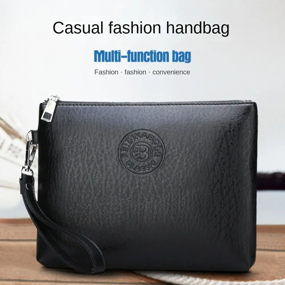 Fashion Pu Leather Male Clutch Bag Large Capacity Soft Men's Handy Bag Simple Waterproof Toiletry Bag Men