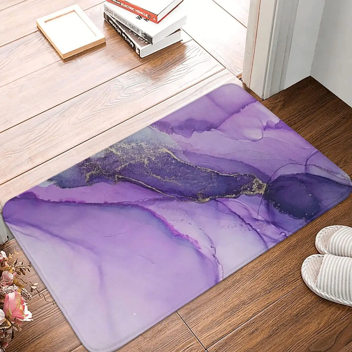 Original Regal Purple Alcohol Ink Abstract A Anti-slip Doormat Floor Mat Carpet Rug for Kitchen Home Living room Footpad Mats