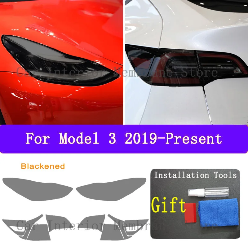 

Для Tesla Model 3 2019-2022 Автомобильная внешняя фара Защита от царапин передняя лампа ТИНТ фотолампа аксессуары для ремонта крышки