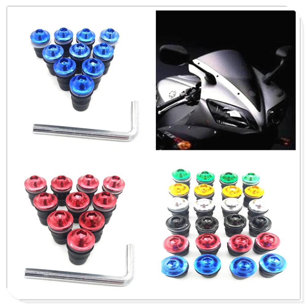 8 Color Universal 10pcs 5mm Windscreen Deflector Windshield Bolt Screw Kit Fixed Decorative Screws for Sanyang motorcycle