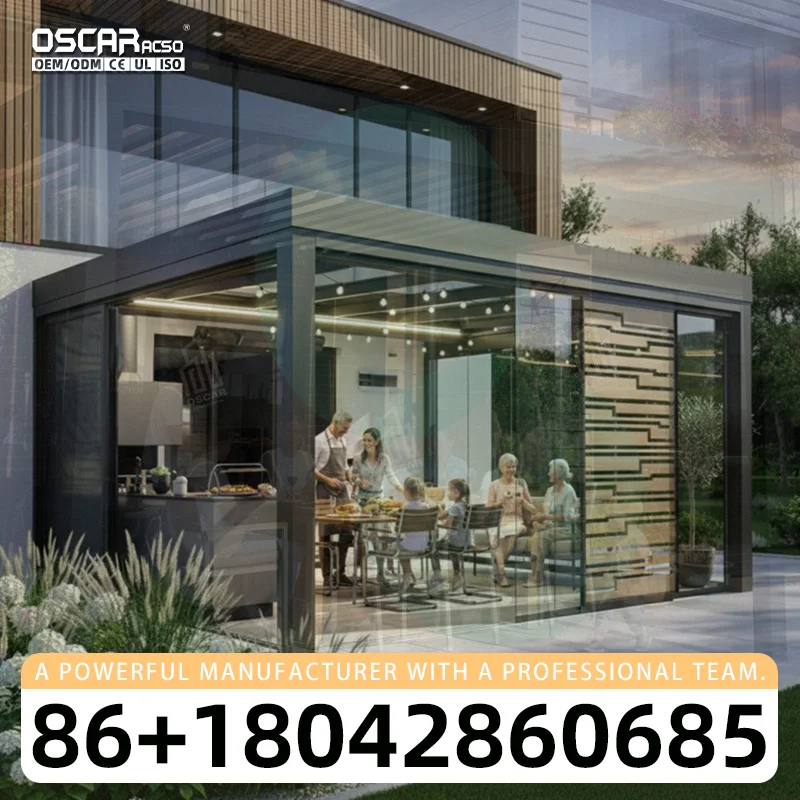 6x4 Bioclimatic Outdoor Garden Balcony Gazebo Motorized Aluminium Pergola Zip Screen Easily Assembled pergola