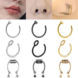 Fake Nose Piercing Labret Piercing For Lip Magnetic Septum Stainless Steel Woman Earring Body Jewelry Clip In The Nose