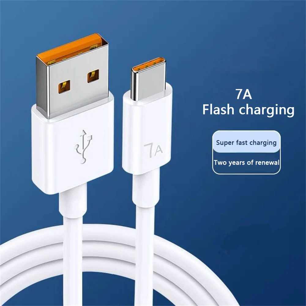 نوع C سيليكون كابل شحن سريع لهواوي ، 100 واط ، 7A ، السائل ، نقل البيانات ، USB C ، الانتعاش جدا ، البطارية