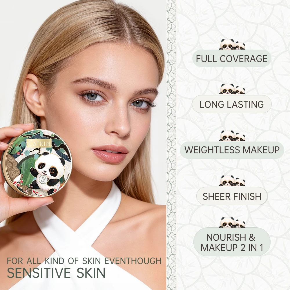 Panda Land Full Coverage Cushion Fondation, Breathable Hydrating Nourishing Poreless Face Makeup Save for Sensitive Skin