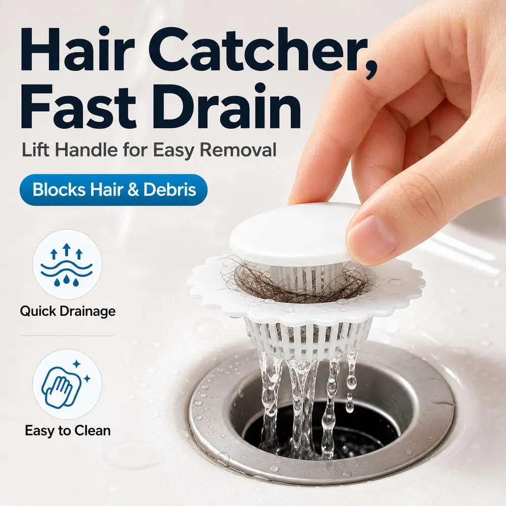 5Pcs Dual Filtration Sink Drain Strainer Quick Drainage Anti-Clog Floor Filter Durable Sink Hair Catcher Kitchen Bathroom