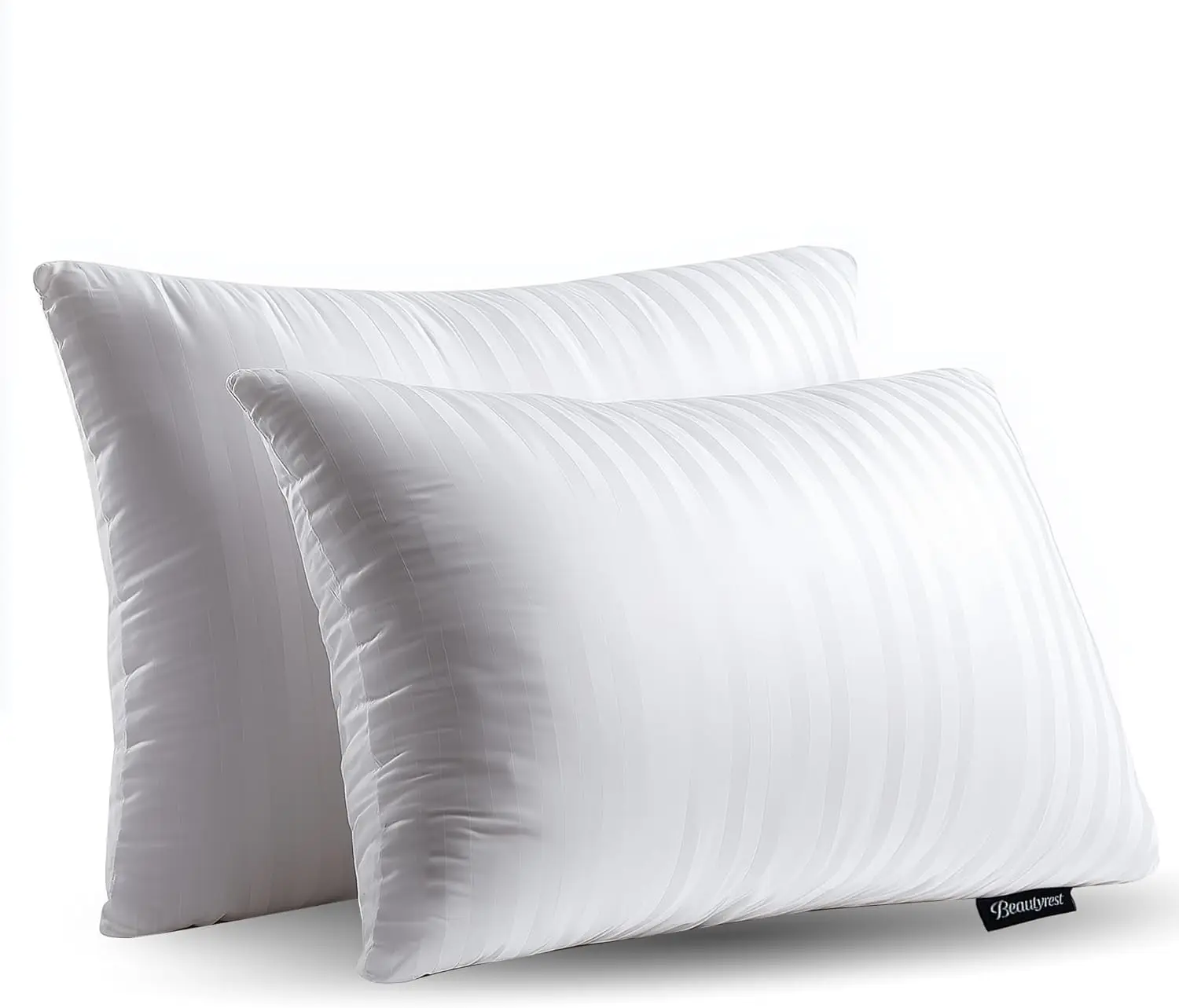 

Подушки Beautyrest Luxury с гусиными перьями, мягкие, с чехлом из ткани 500 нитей, 20x28 дюймов, размер Queen (комплект из 2 шт.), поддерживающие, пышные, коллекция Hotel Collec