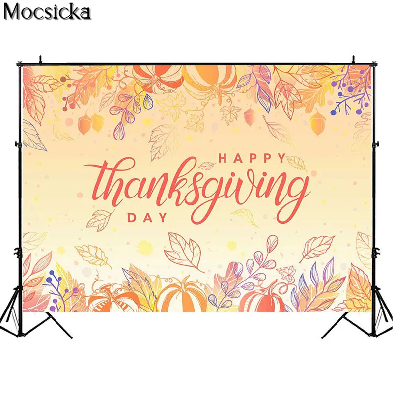 Autumn Maple Leaves Photography Backdrops Fall Landscape Thanksgiving Background Natural Scenery Pumpkins Harvest Banner Decor